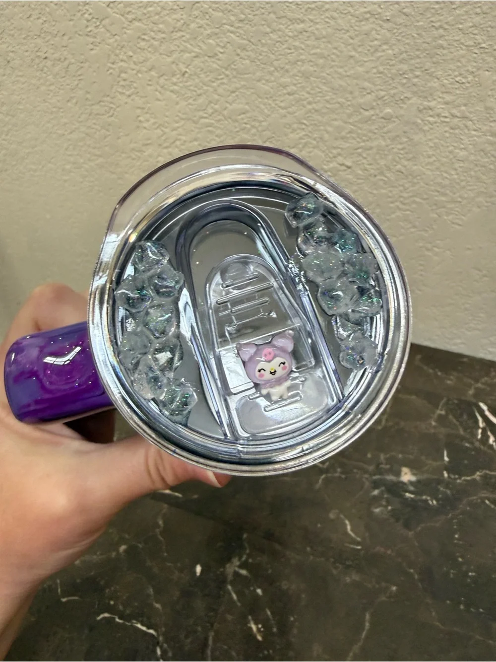 Sanrio Kuromi Purple Marble Glitter 20 oz Skinny Tumbler Cup Handmade
